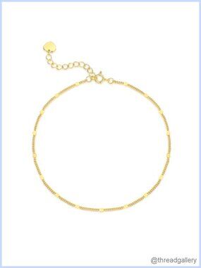 Gold Plated Cuban Link Anklet Adjustable Extension Women